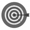 A black and white image of a target with an arrow in it.