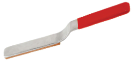 A red-handled metal spatula for paintless dent repair tools.