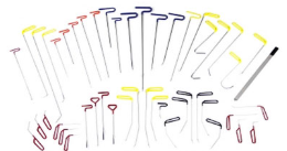 A set of different types of pliers and tweezers.