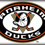 Anaheim ducks logo on a white background.