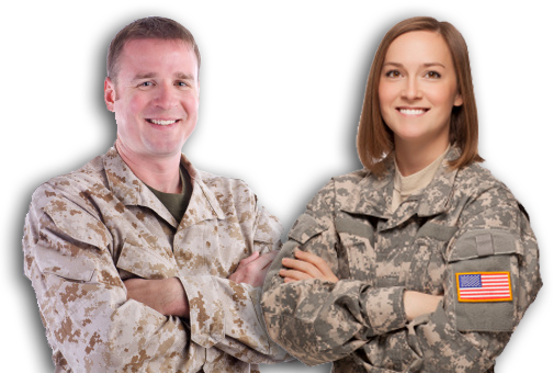 A military man and woman posing for a photo during veteran training.