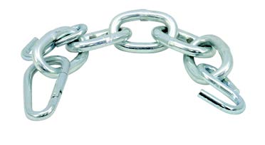 A stainless steel chain with a hook, used for paintless dent repair.