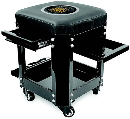 A portable black cart with wheels designed for paintless dent repair tools storage and mobility.