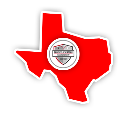 A red and white Texas state logo incorporating PDR training.