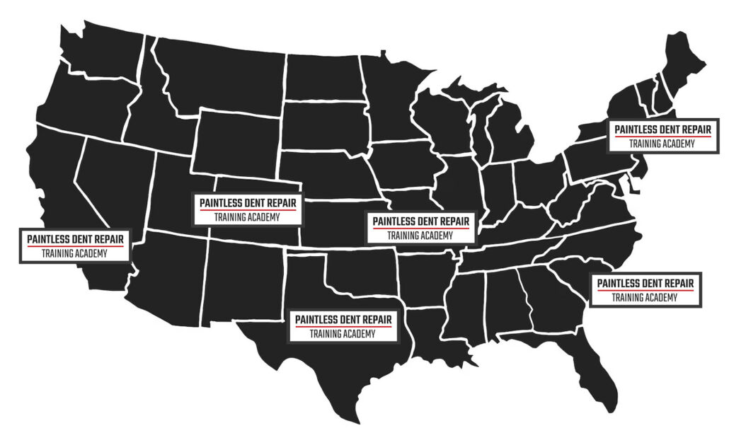 A black and white map of the United States for PDR Training.
